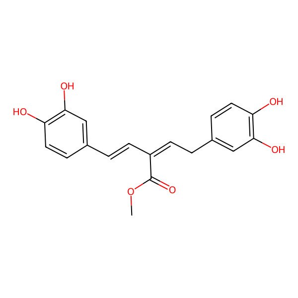 2D Structure of Methyl 4-(3,4-dihydroxyphenyl)-2-[2-(3,4-dihydroxyphenyl)ethenyl]but-2-enoate