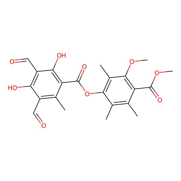 2D Structure of Methyl 4-(3,5-diformyl-2,4-dihydroxy-6-methylbenzoyl)oxy-2-methoxy-3,5,6-trimethylbenzoate