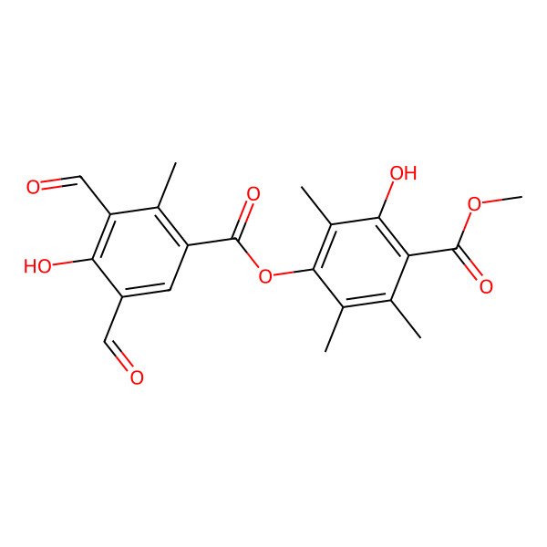 2D Structure of Methyl 4-(3,5-diformyl-4-hydroxy-2-methylbenzoyl)oxy-2-hydroxy-3,5,6-trimethylbenzoate