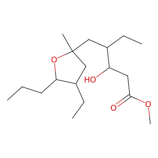 2D Structure of Methyl 4-[(4-ethyl-2-methyl-5-propyloxolan-2-yl)methyl]-3-hydroxyhexanoate