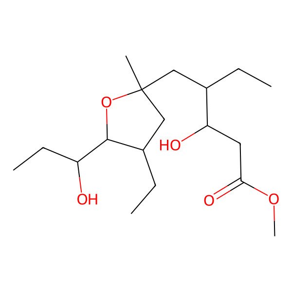 2D Structure of Methyl 4-[[4-ethyl-5-(1-hydroxypropyl)-2-methyloxolan-2-yl]methyl]-3-hydroxyhexanoate