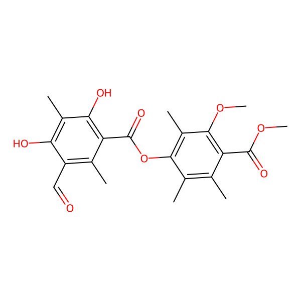 2D Structure of Methyl 4-(5-formyl-2,4-dihydroxy-3,6-dimethylbenzoyl)oxy-2-methoxy-3,5,6-trimethylbenzoate