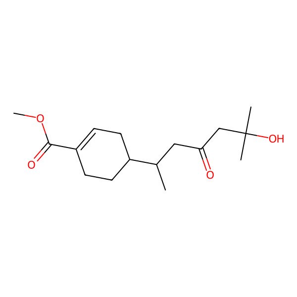 2D Structure of Methyl 4-(6-hydroxy-6-methyl-4-oxoheptan-2-yl)cyclohexene-1-carboxylate 2D Structure of Methyl 4-(6-hydroxy-6-methyl-4-oxoheptan-2-yl)cyclohexene-1-carboxylate