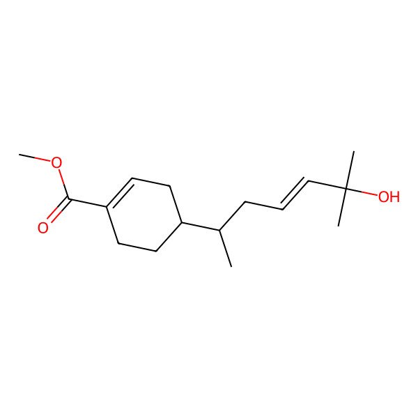 2D Structure of Methyl 4-(6-hydroxy-6-methylhept-4-en-2-yl)cyclohexene-1-carboxylate 2D Structure of Methyl 4-(6-hydroxy-6-methylhept-4-en-2-yl)cyclohexene-1-carboxylate