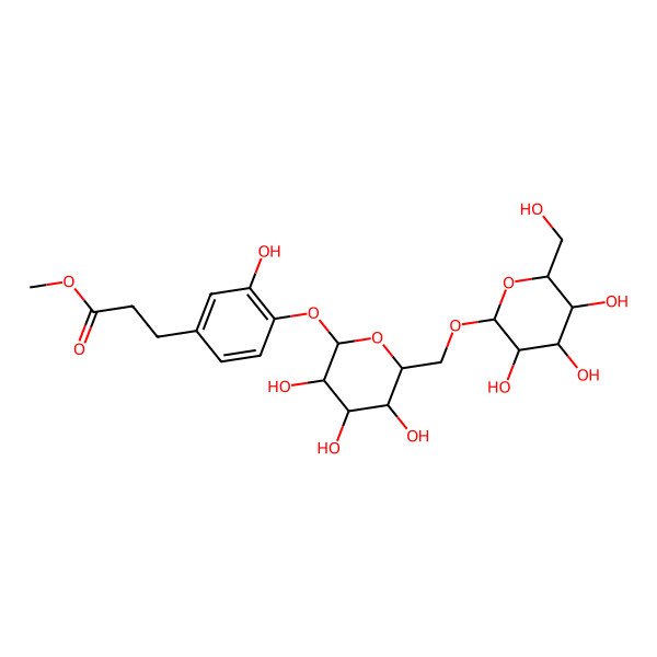 2D Structure of Methyl 4-[(6-O-I+/--D-glucopyranosyl-I(2)-D-glucopyranosyl)oxy]-3-hydroxybenzenepropanoate