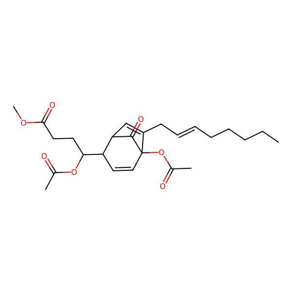 2D Structure of Methyl 4-acetyloxy-4-(5-acetyloxy-6-oct-2-enyl-8-oxo-2-bicyclo[3.2.1]octa-3,6-dienyl)butanoate