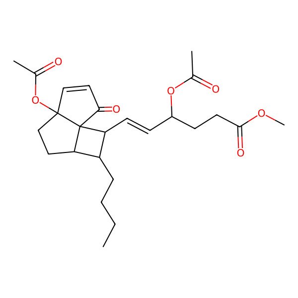 2D Structure of Methyl 4-acetyloxy-6-(7-acetyloxy-3-butyl-10-oxo-2-tricyclo[5.3.0.01,4]dec-8-enyl)hex-5-enoate