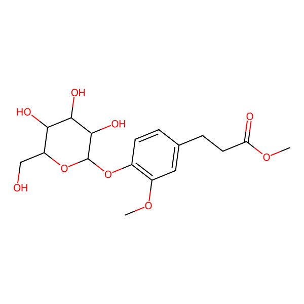 2D Structure of Methyl 4-(beta-D-glucopyranosyloxy)-3-methoxybenzenepropanoate
