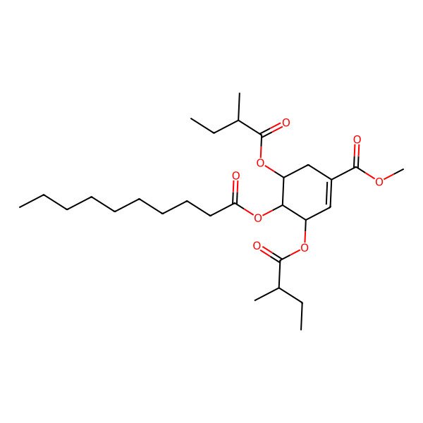 2D Structure of Methyl 4-decanoyloxy-3,5-bis(2-methylbutanoyloxy)cyclohexene-1-carboxylate