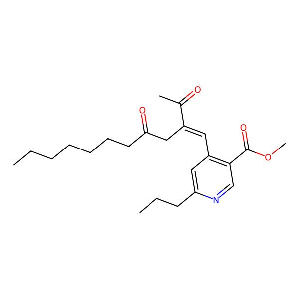 2D Structure of methyl 4-[(E)-2-acetyl-4-oxoundec-1-enyl]-6-propylnicotinate
