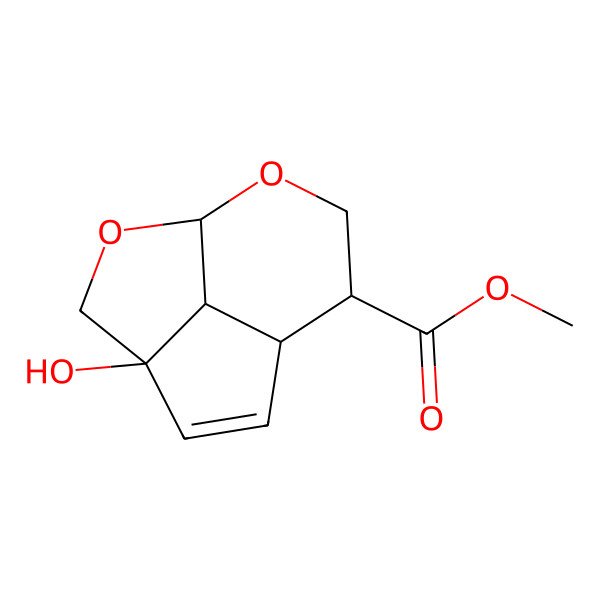 2D Structure of Methyl 4-hydroxy-2,10-dioxatricyclo[5.3.1.04,11]undec-5-ene-8-carboxylate