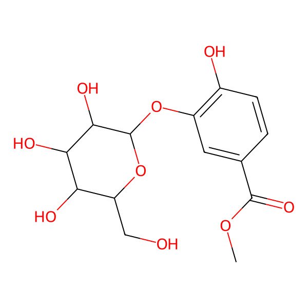 2D Structure of Methyl 4-hydroxy-3-[3,4,5-trihydroxy-6-(hydroxymethyl)oxan-2-yl]oxybenzoate