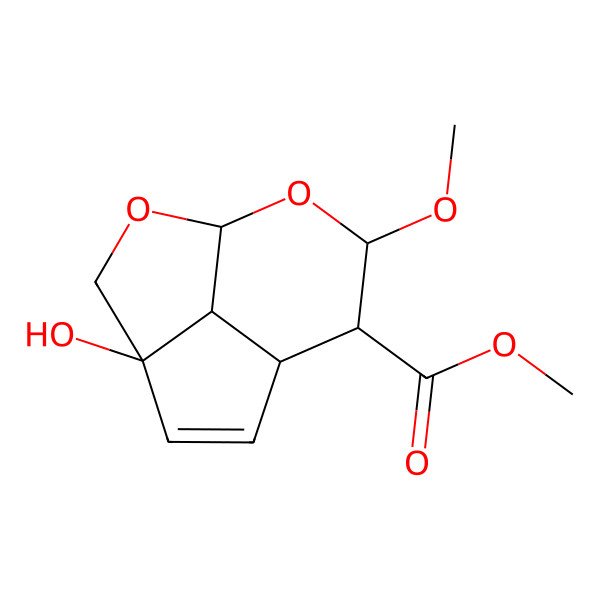 2D Structure of Methyl 4-hydroxy-9-methoxy-2,10-dioxatricyclo[5.3.1.04,11]undec-5-ene-8-carboxylate