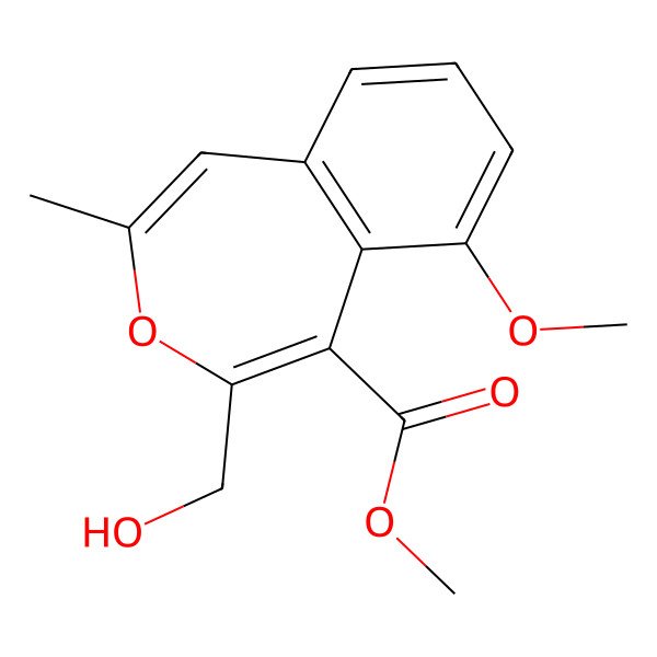 2D Structure of Methyl 4-(hydroxymethyl)-6-methoxy-2-methyl-3-benzoxepine-5-carboxylate
