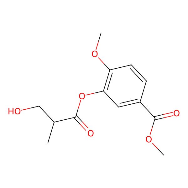 2D Structure of Methyl 4-methoxy-3-(3'-hydroxy-2'-methyl)propionyloxy-benzoate