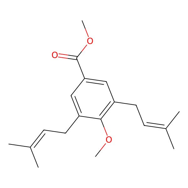 2D Structure of Methyl 4-methoxy-3,5-bis(3-methylbut-2-enyl)benzoate