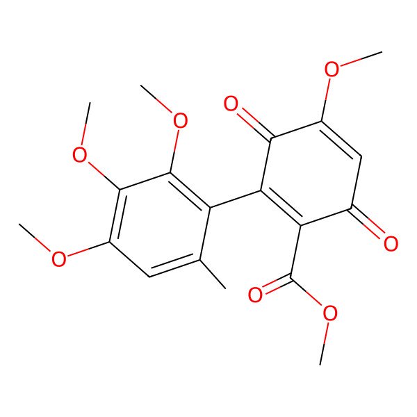 2D Structure of Methyl 4-methoxy-3,6-dioxo-2-(2,3,4-trimethoxy-6-methylphenyl)cyclohexa-1,4-diene-1-carboxylate