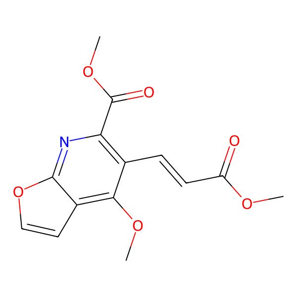 2D Structure of methyl 4-methoxy-5-[(E)-3-methoxy-3-oxoprop-1-enyl]furo[2,3-b]pyridine-6-carboxylate