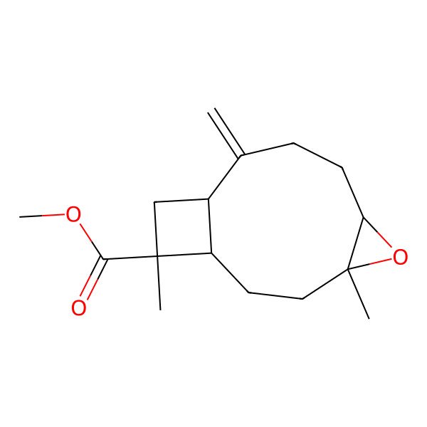 2D Structure of Methyl 4,12-dimethyl-9-methylidene-5-oxatricyclo[8.2.0.04,6]dodecane-12-carboxylate