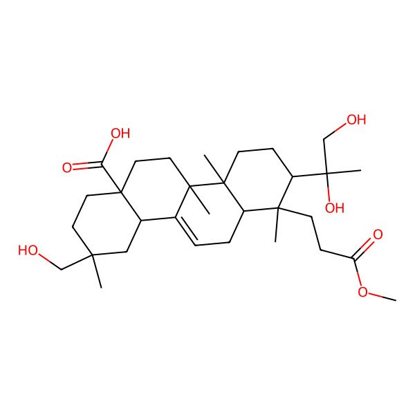2D Structure of Methyl 4,23,29-trihydroxy-3,4-seco-olean-12-en-3-oate-28-oic acid 2D Structure of Methyl 4,23,29-trihydroxy-3,4-seco-olean-12-en-3-oate-28-oic acid