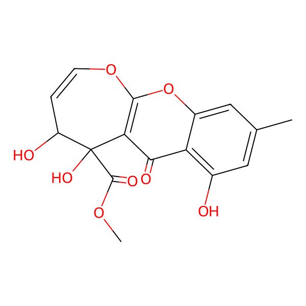 2D Structure of methyl 4,5,7-trihydroxy-9-methyl-6-oxo-4H-oxepino[2,3-b]chromene-5-carboxylate