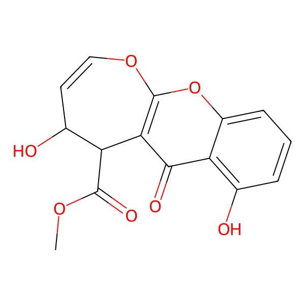 2D Structure of Methyl 4,7-dihydroxy-6-oxo-4,5-dihydrooxepino[2,3-b]chromene-5-carboxylate