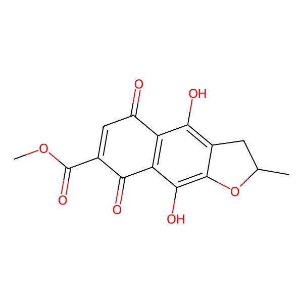 2D Structure of Methyl 4,9-dihydroxy-2-methyl-5,8-dioxo-2,3-dihydrobenzo[f][1]benzofuran-7-carboxylate