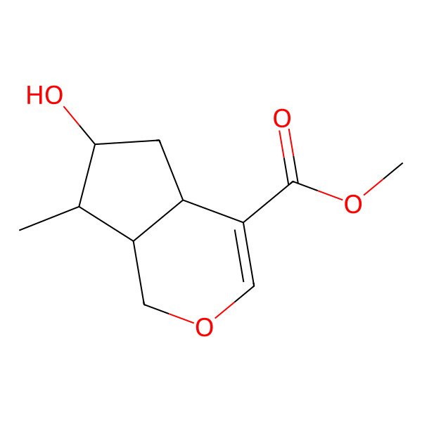 2D Structure of methyl (4aR,6R,7R,7aR)-6-hydroxy-7-methyl-1,4a,5,6,7,7a-hexahydrocyclopenta[c]pyran-4-carboxylate
