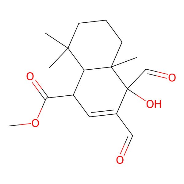 2D Structure of methyl (4S)-3,4-diformyl-4-hydroxy-4a,8,8-trimethyl-5,6,7,8a-tetrahydro-1H-naphthalene-1-carboxylate