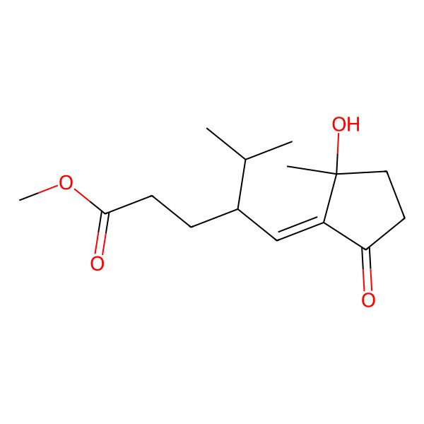2D Structure of methyl (4S)-4-[[(2S)-2-hydroxy-2-methyl-5-oxocyclopentylidene]methyl]-5-methylhexanoate