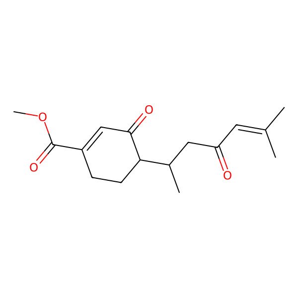 2D Structure of methyl (4S)-4-[(2S)-6-methyl-4-oxohept-5-en-2-yl]-3-oxocyclohexene-1-carboxylate