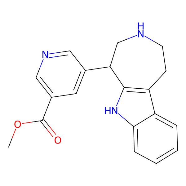 2D Structure of methyl 5-[(5S)-1,2,3,4,5,6-hexahydroazepino[4,5-b]indol-5-yl]pyridine-3-carboxylate