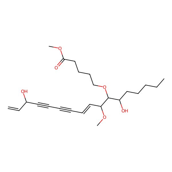 2D Structure of Methyl 5-(6,15-dihydroxy-8-methoxyheptadeca-9,16-dien-11,13-diyn-7-yl)oxypentanoate