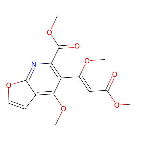 2D Structure of methyl 5-[(E)-1,3-dimethoxy-3-oxoprop-1-enyl]-4-methoxyfuro[2,3-b]pyridine-6-carboxylate