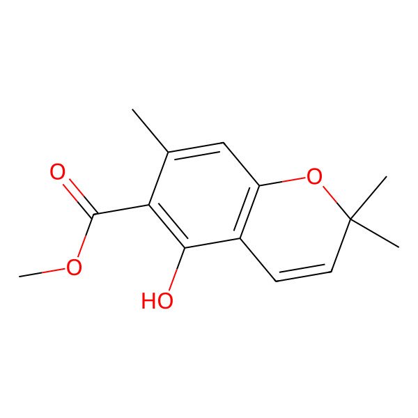 2D Structure of Methyl 5-hydroxy-2,2,7-trimethylchromene-6-carboxylate