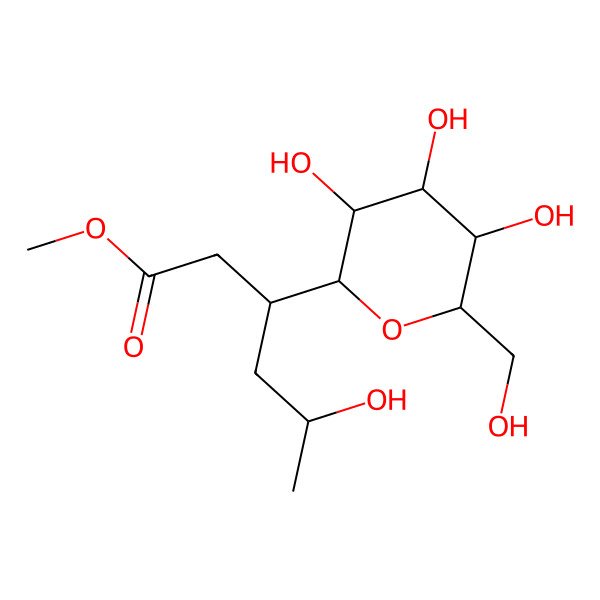 2D Structure of Methyl 5-hydroxy-3-[3,4,5-trihydroxy-6-(hydroxymethyl)oxan-2-yl]hexanoate