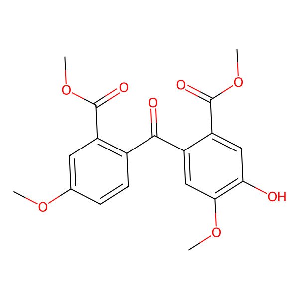 2D Structure of Methyl 5-hydroxy-4-methoxy-2-(4-methoxy-2-methoxycarbonylbenzoyl)benzoate