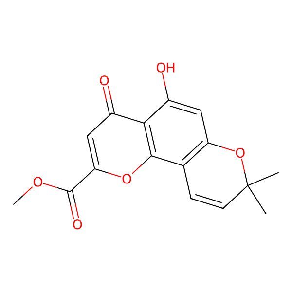 2D Structure of Methyl 5-hydroxy-8,8-dimethyl-4-oxopyrano[2,3-h]chromene-2-carboxylate