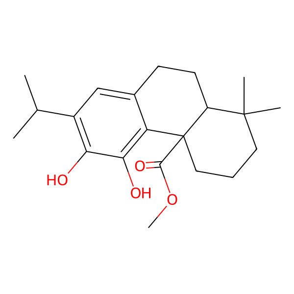 2D Structure of Methyl 5,6-dihydroxy-1,1-dimethyl-7-propan-2-yl-2,3,4,9,10,10a-hexahydrophenanthrene-4a-carboxylate
