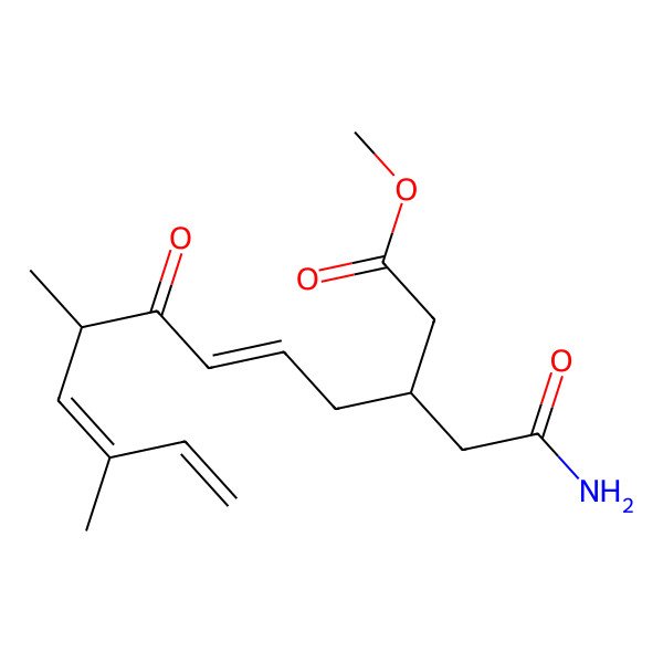 2D Structure of methyl (5E,8R,9E)-3-(2-amino-2-oxoethyl)-8,10-dimethyl-7-oxododeca-5,9,11-trienoate