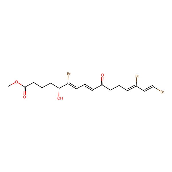 2D Structure of methyl (5R,6Z,8E,13Z,15Z)-6,14,16-tribromo-5-hydroxy-10-oxohexadeca-6,8,13,15-tetraenoate