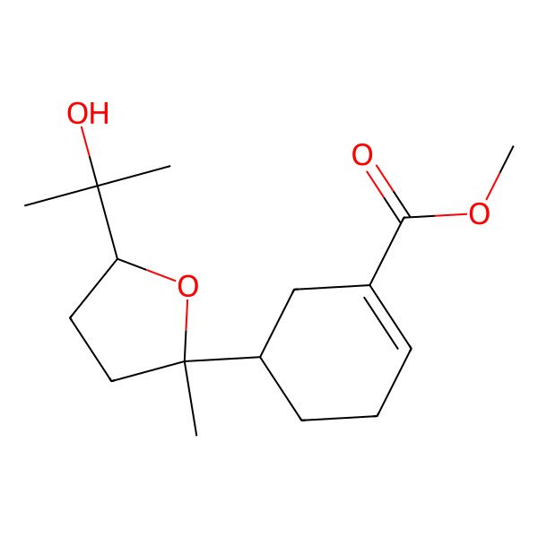2D Structure of methyl (5S)-5-[(2S,5S)-5-(2-hydroxypropan-2-yl)-2-methyloxolan-2-yl]cyclohexene-1-carboxylate