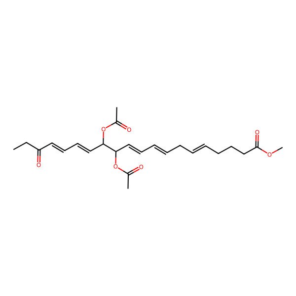 2D Structure of methyl (5Z,8Z,10E,12R,13S,14Z,16E)-12,13-diacetyloxy-18-oxoicosa-5,8,10,14,16-pentaenoate