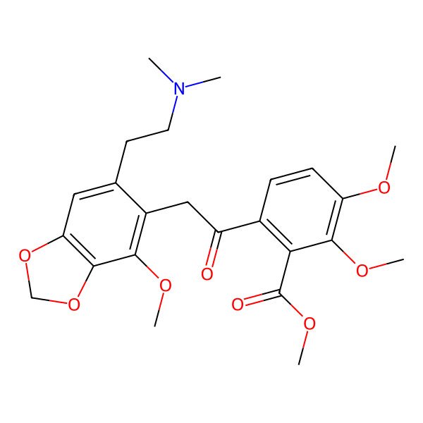 2D Structure of Methyl 6-[2-[6-[2-(dimethylamino)ethyl]-4-methoxy-1,3-benzodioxol-5-yl]acetyl]-2,3-dimethoxybenzoate