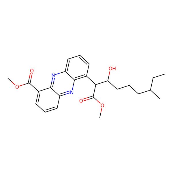 2D Structure of methyl 6-[(2S,3S,7S)-3-hydroxy-1-methoxy-7-methyl-1-oxononan-2-yl]phenazine-1-carboxylate