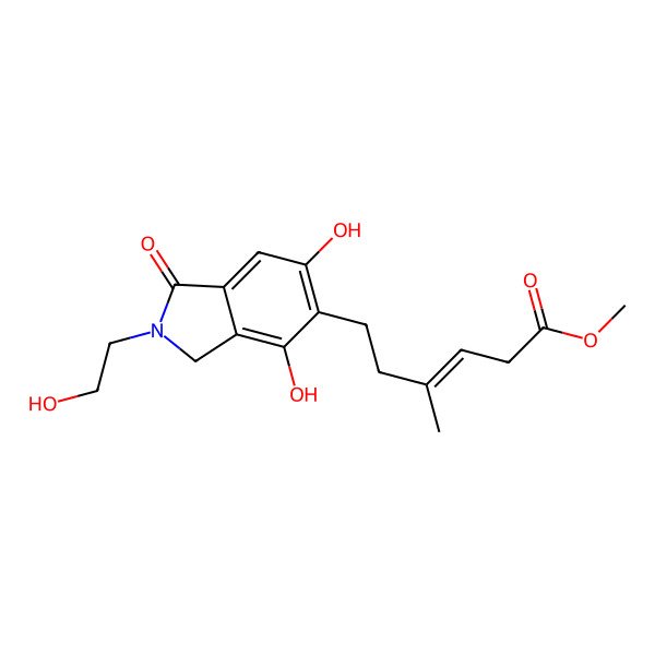 2D Structure of methyl 6-[4,6-dihydroxy-2-(2-hydroxyethyl)-1-oxo-3H-isoindol-5-yl]-4-methylhex-3-enoate