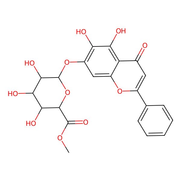 2D Structure of Methyl 6-(5,6-dihydroxy-4-oxo-2-phenylchromen-7-yl)oxy-3,4,5-trihydroxyoxane-2-carboxylate