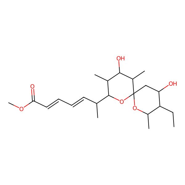2D Structure of Methyl 6-(9-ethyl-4,10-dihydroxy-3,5,8-trimethyl-1,7-dioxaspiro[5.5]undecan-2-yl)hepta-2,4-dienoate