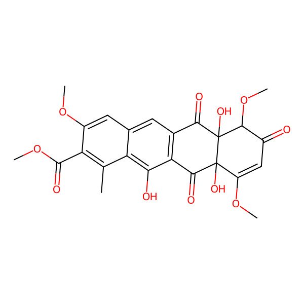 2D Structure of methyl 6a,10a,12-trihydroxy-3,7,10-trimethoxy-1-methyl-6,8,11-trioxo-7H-tetracene-2-carboxylate