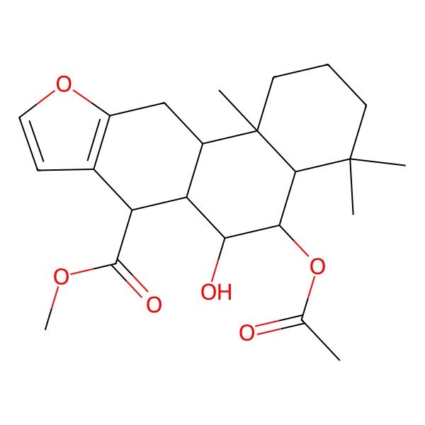 2D Structure of Methyl 6alpha-acetoxy-7beta-hydroxyvouacapan-17beta-oate